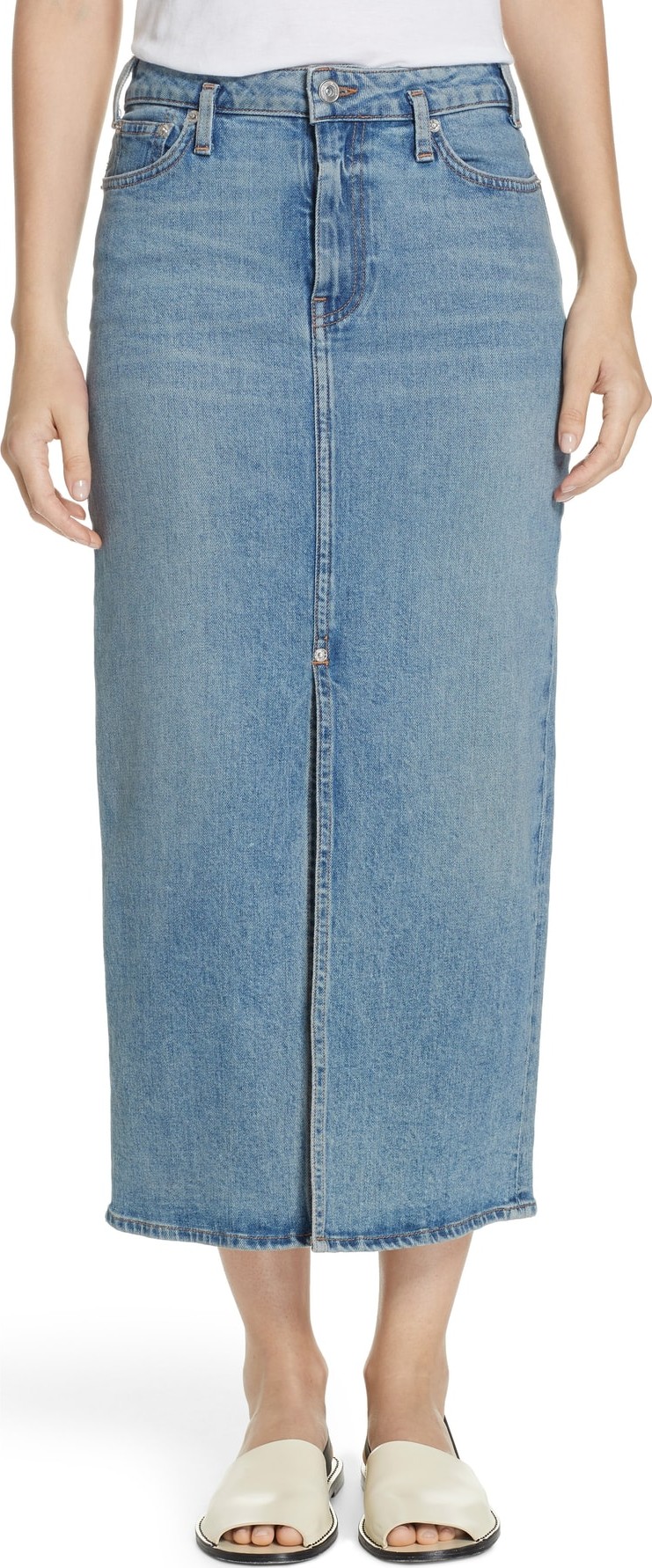 Proenza Schouler Slit Seam Denim Midi Skirt
