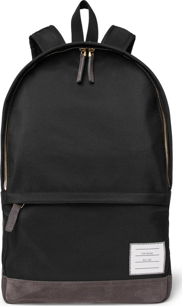 Thom Browne Suede-Trimmed Nylon Backpack