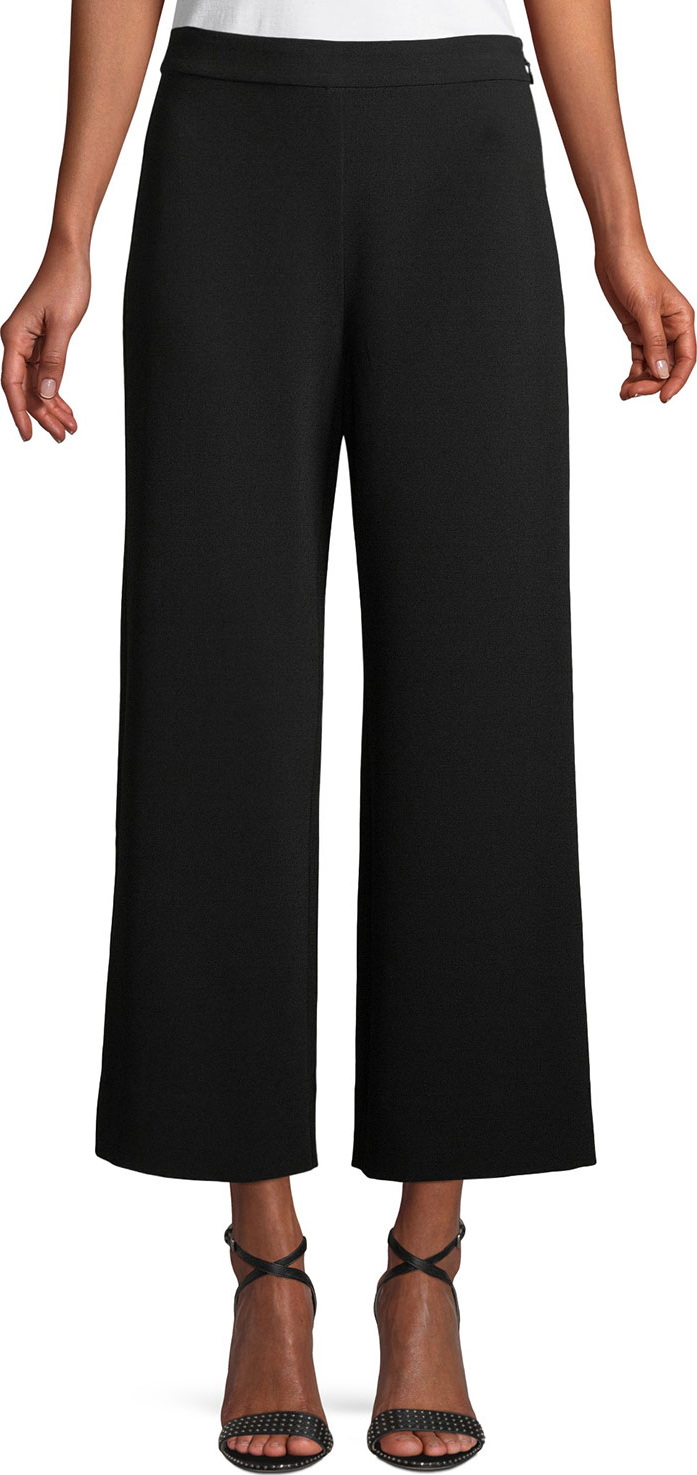 Rebecca Taylor Cropped Wide-Leg Crepe Pants