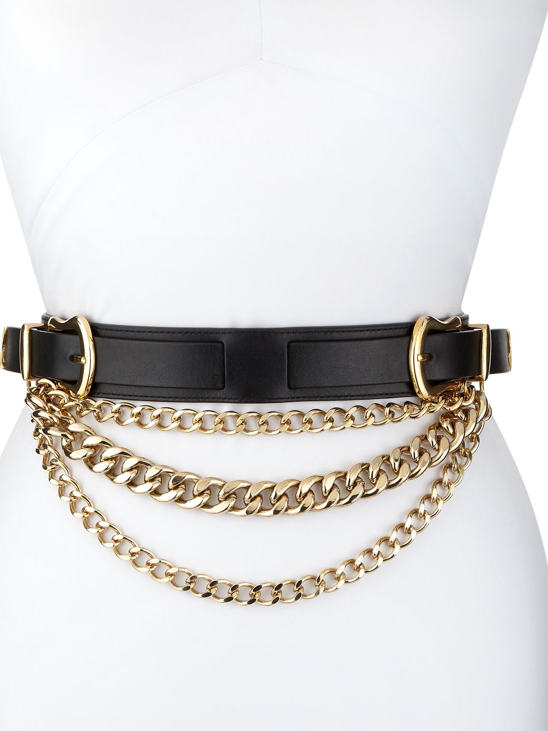 Veronica Beard Linette Vanchetta Double-Buckle Leather Belt with Chains