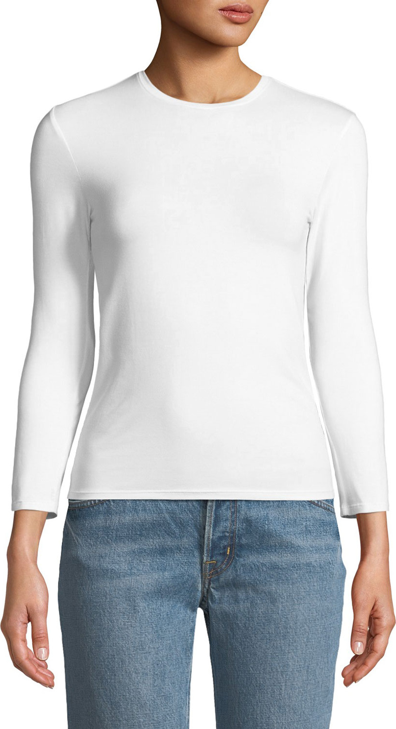 ATM Anthony Thomas Melillo Crewneck Long-Sleeve Pima Cotton Jersey Tee