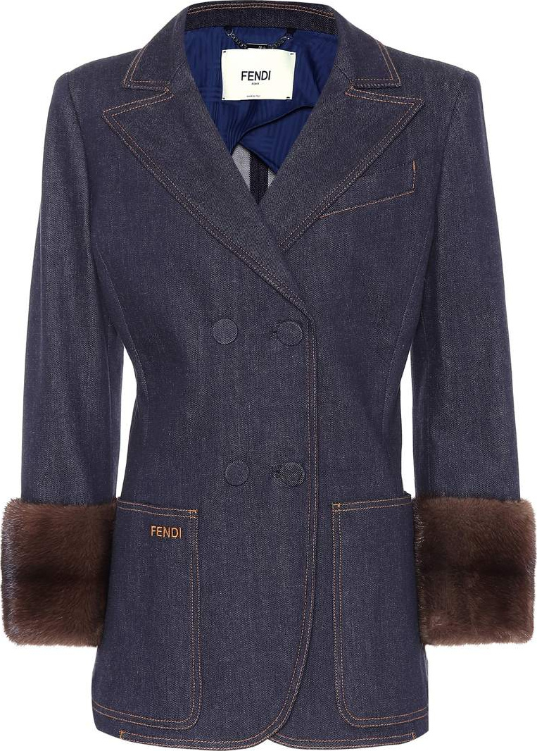Fendi Fur-trimmed denim blazer