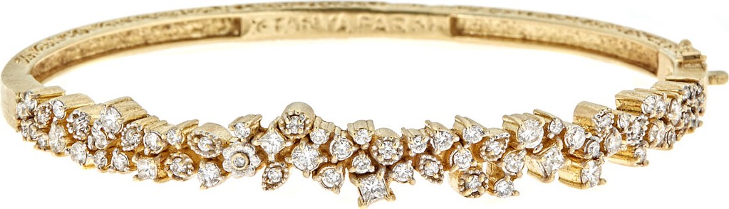 Tanya Farah Art Deco Confetti Diamond Bangle Bracelet