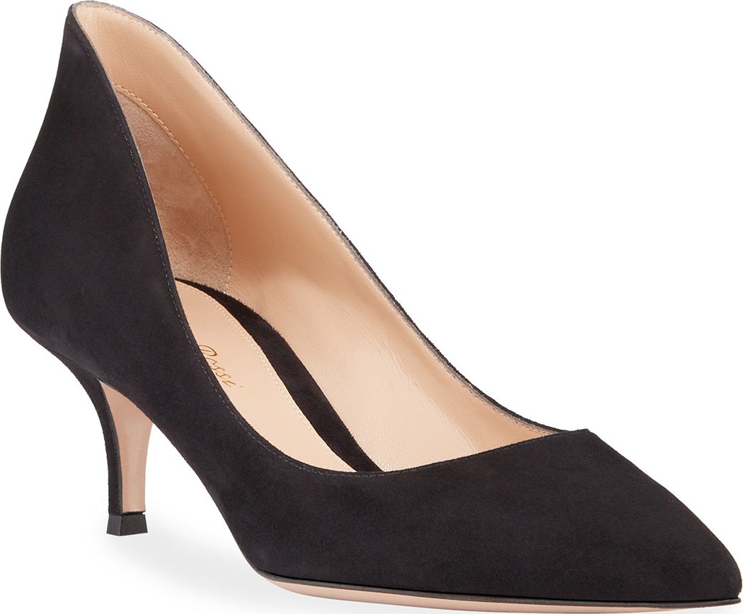 Gianvito Rossi High-Back Suede Low-Heel Pumps