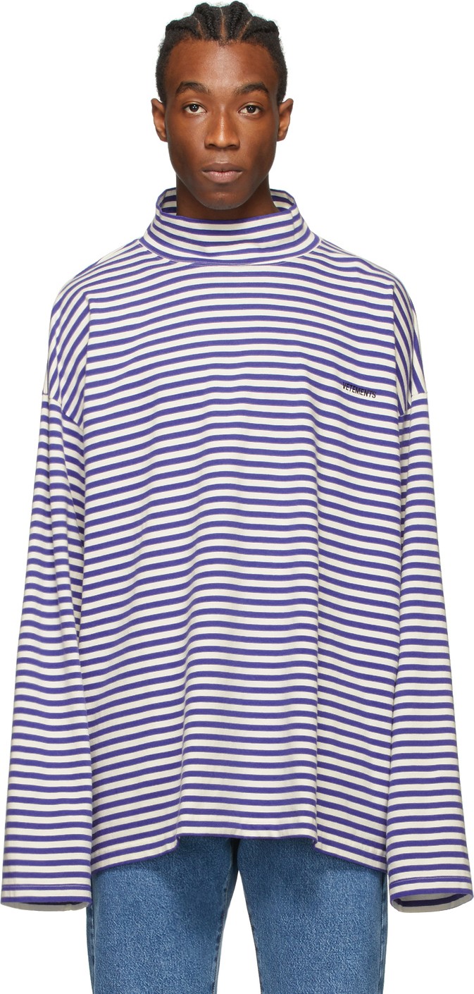 Vetements Blue Big Striped Turtleneck