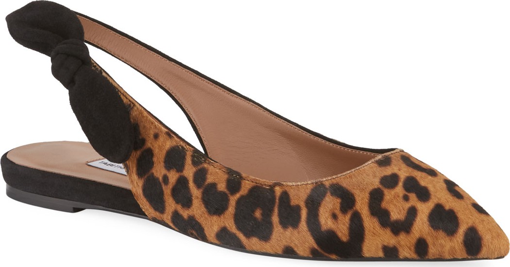 Tabitha Simmons Leopard-Print Calf Hair Slingback Flats