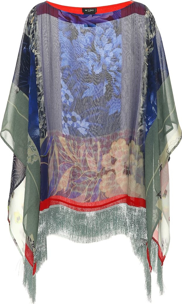 Etro Printed silk poncho
