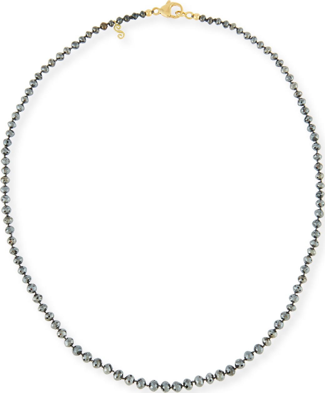 Splendid Faceted Round Black Diamond Necklace, 18"