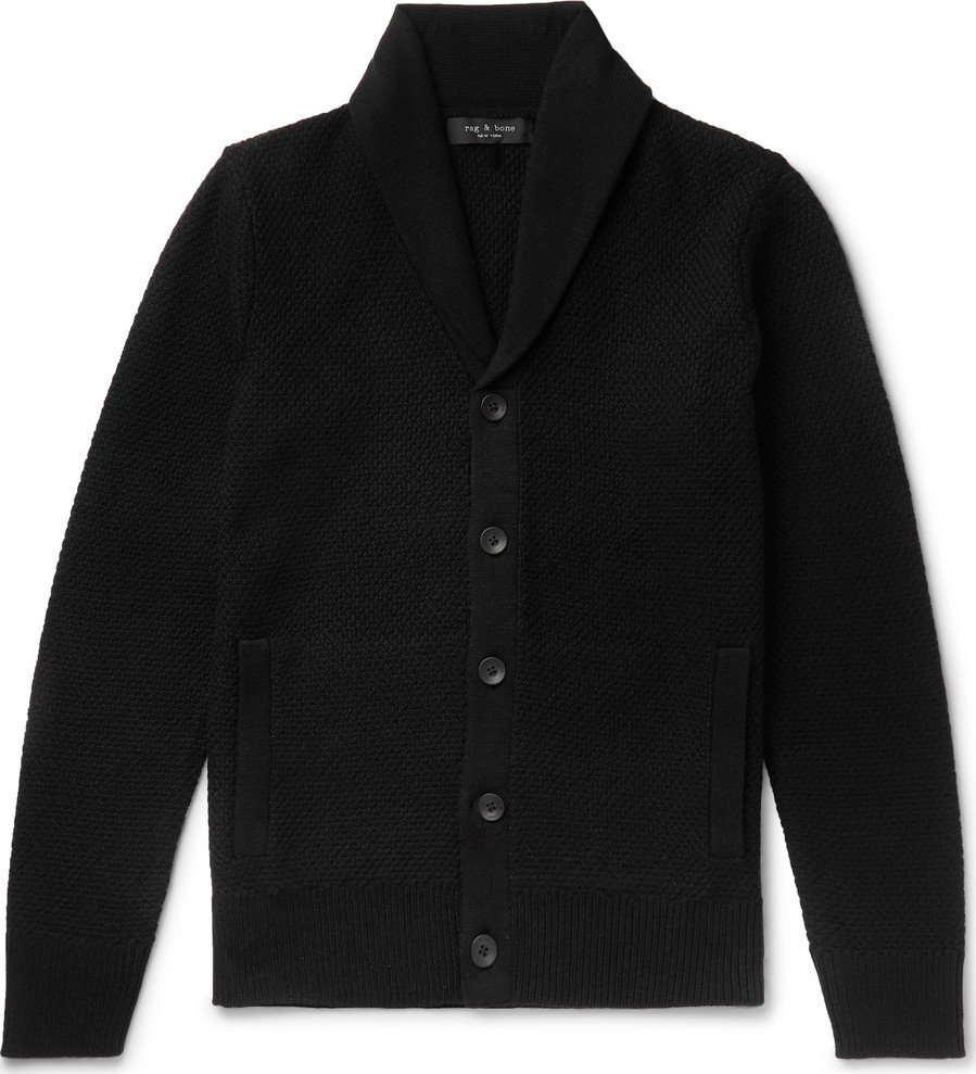 Rag & Bone Cardiff Shawl-Collar Merino Wool and Cotton-Blend Cardigan