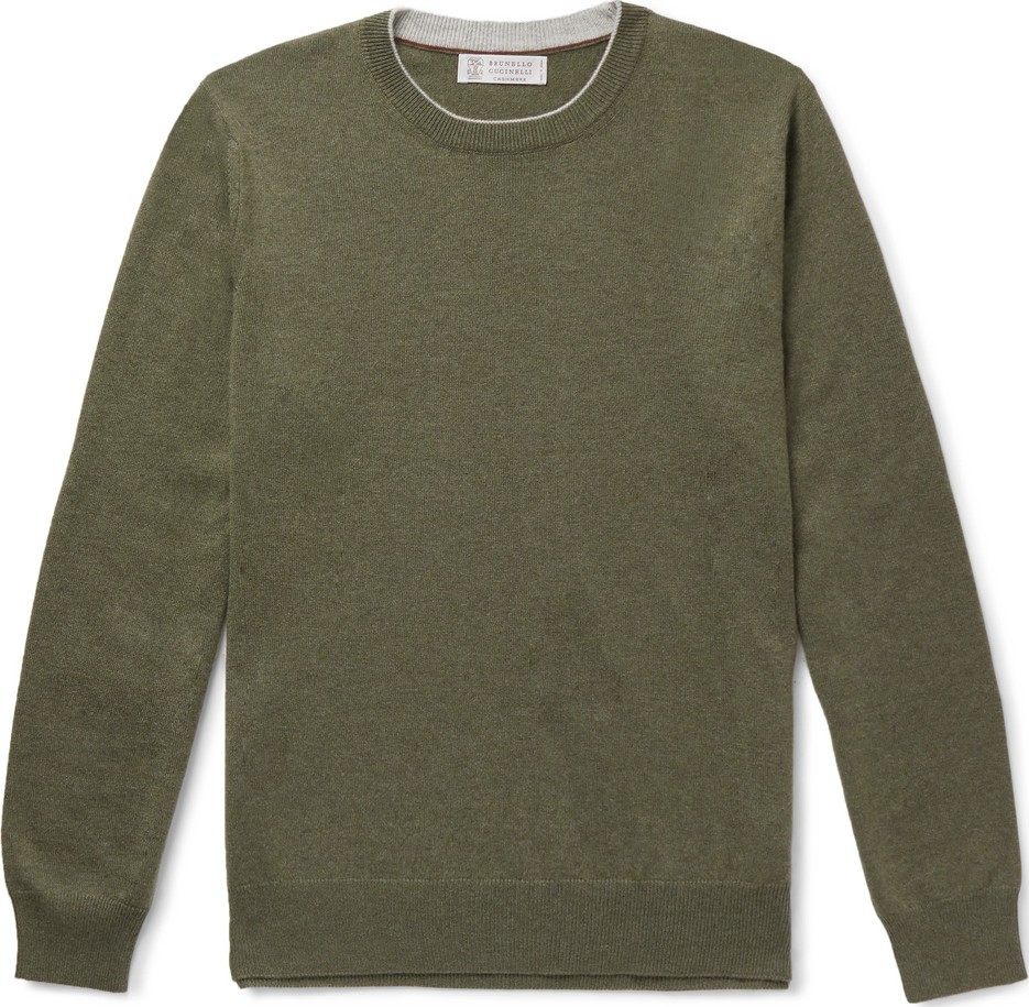 Brunello Cucinelli Contrast-Tipped Cashmere Sweater Brunello Cucinelli Contrast-Tipped Cashmere Sweater