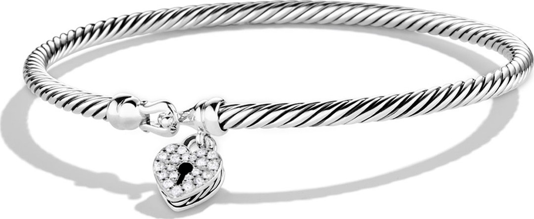 David Yurman Cable Collectibles Heart Lock Bracelet with Diamonds