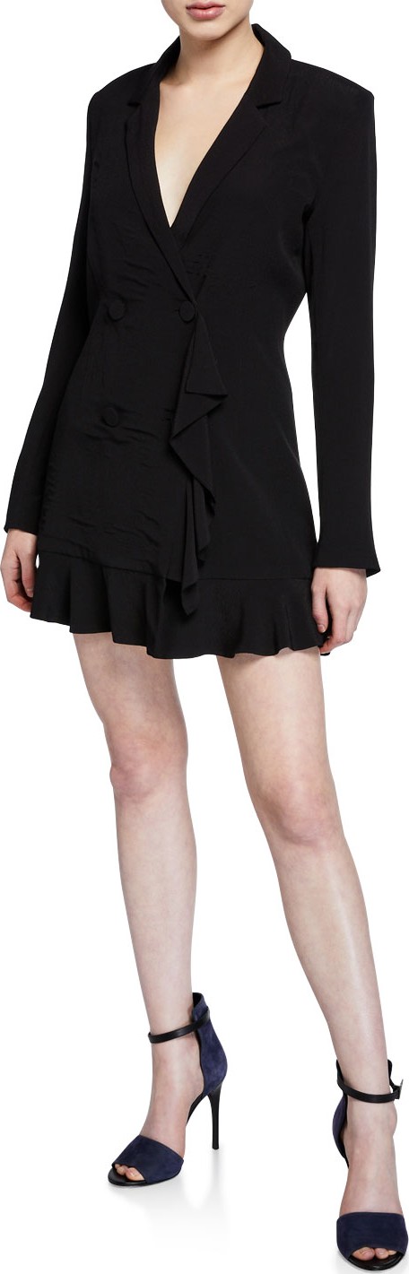 Bardot Kaya Button-Front Ruffle Blazer Dress