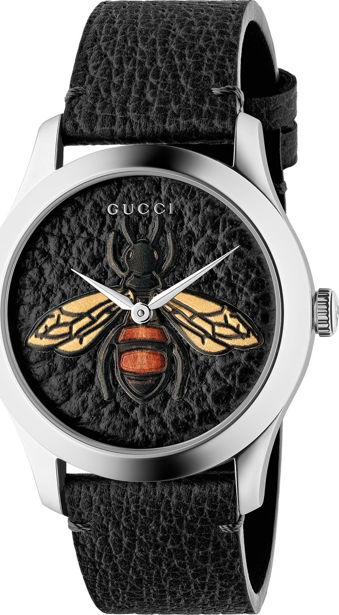 Gucci Bee Leather Watch, Black