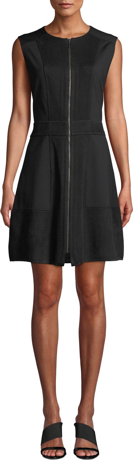 Misook Sleeveless Zip-Front A-Line Dress