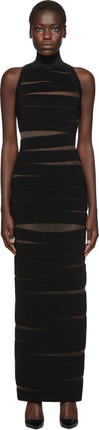 Balmain Black Sleeveless Long Dress