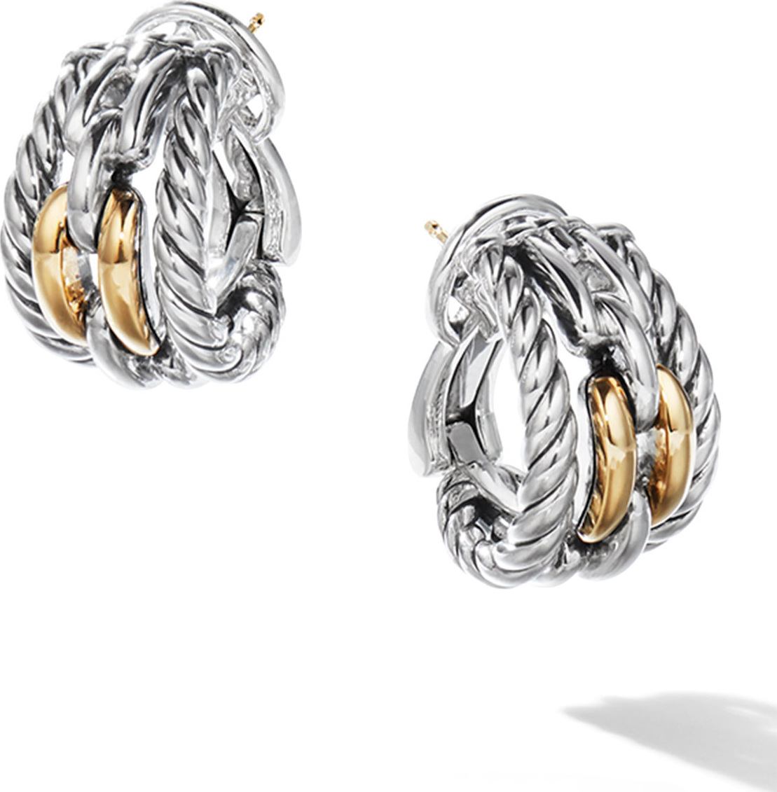 David Yurman Wellesley Link Hoop Earrings w/ 18k Gold