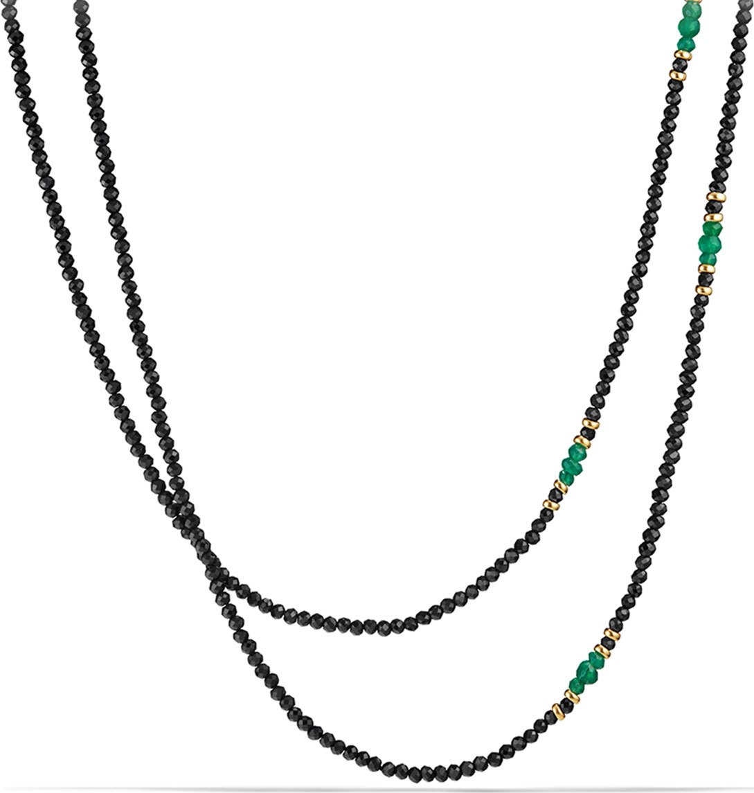 David Yurman Osetra Tweejoux Black Spinel & Green Onyx Necklace, 36"