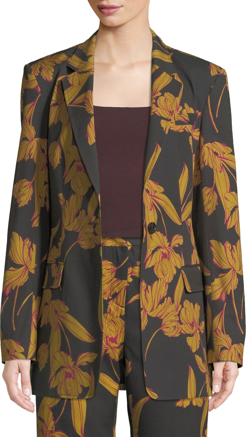 A.L.C. Vernay Floral-Print Wool/Cotton Blazer Jacket