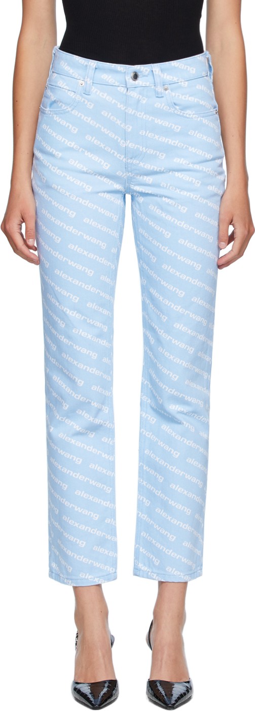 Alexander Wang Blue Denim High-Rise Logo Jeans