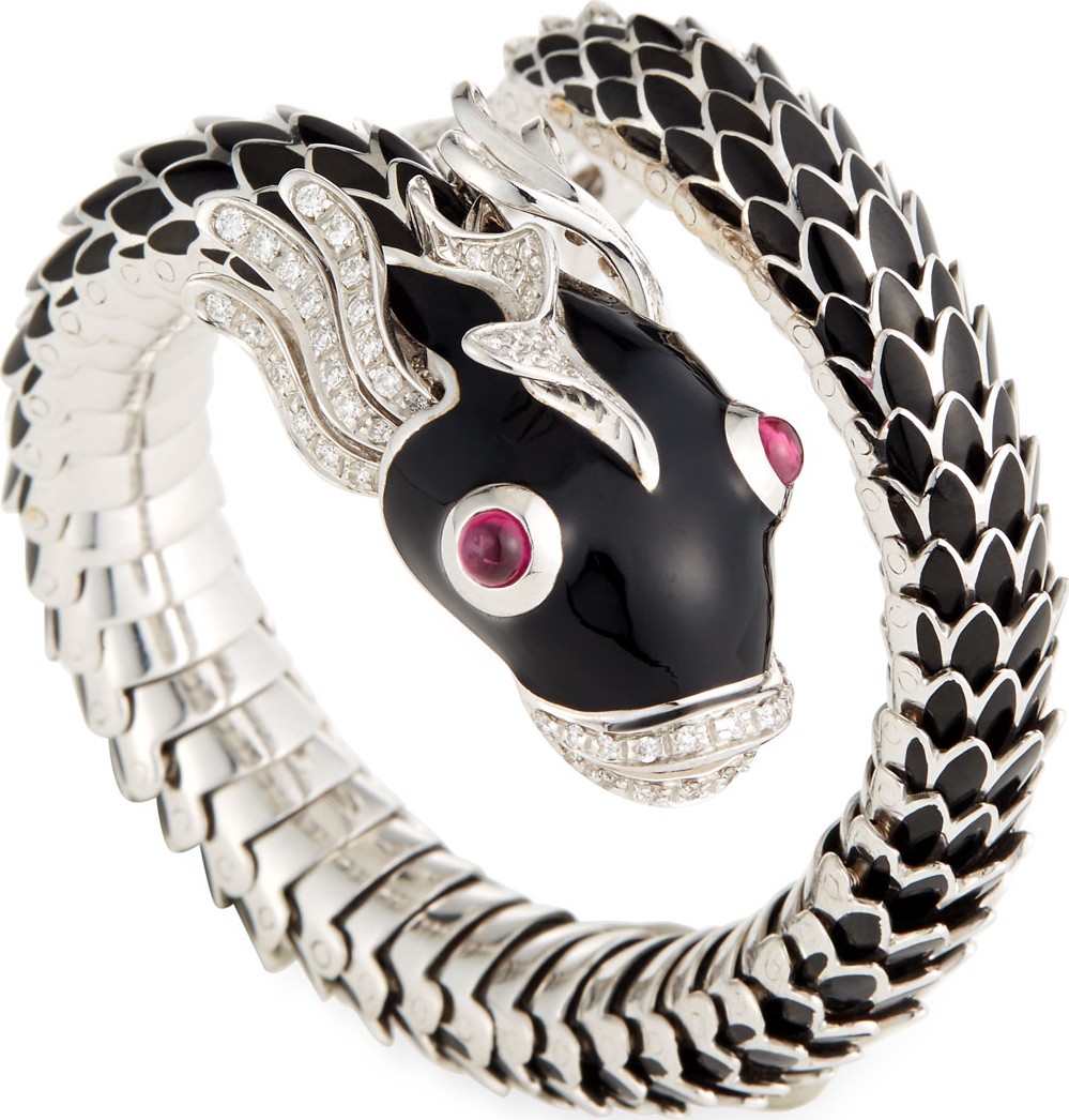 Roberto Coin 18k Gold Nemo Diamond & Ruby Bangle Bracelet