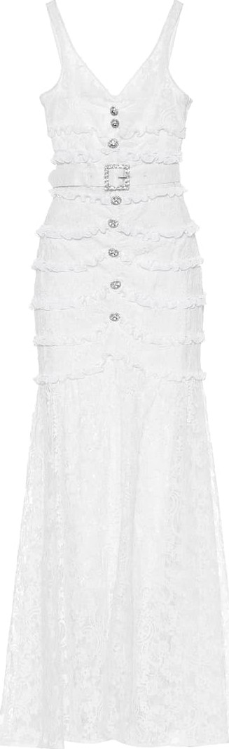 Alessandra Rich Embellished cotton-blend lace dress
