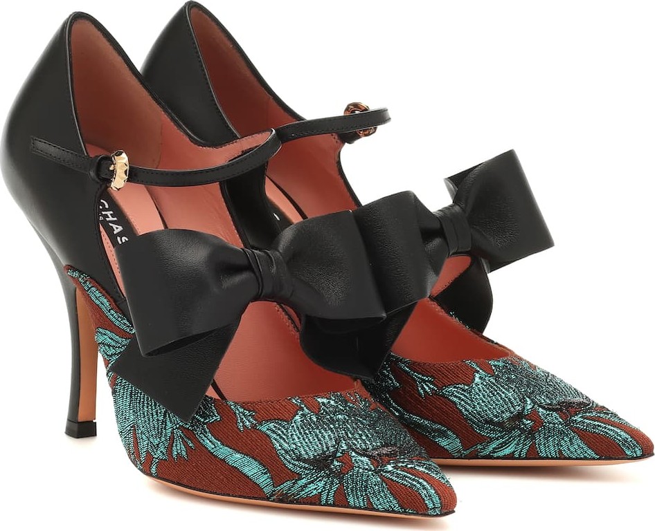 ROCHAS Brocade and leather pumps