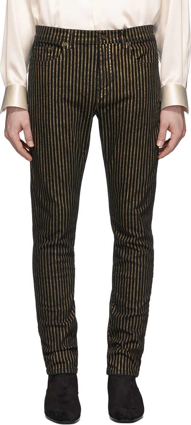 Saint Laurent Black & Gold Stripe Jeans