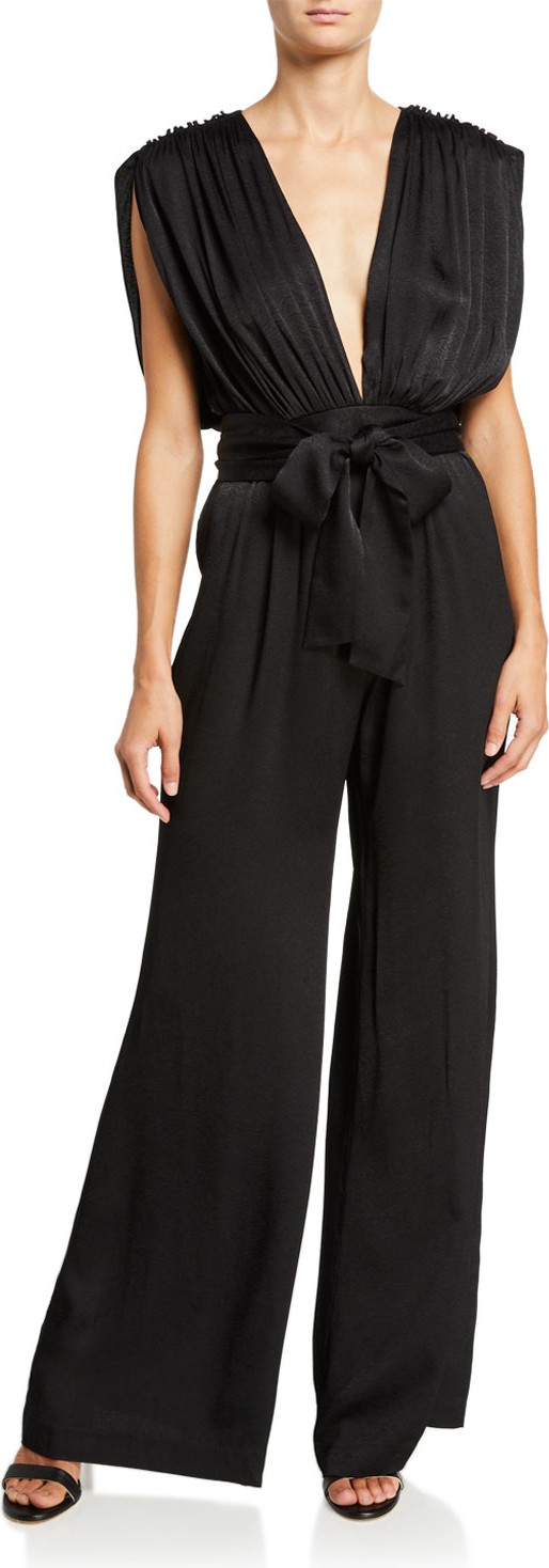 Derek Lam 10 Crosby Astrid Plunging Wide-Leg Jumpsuit