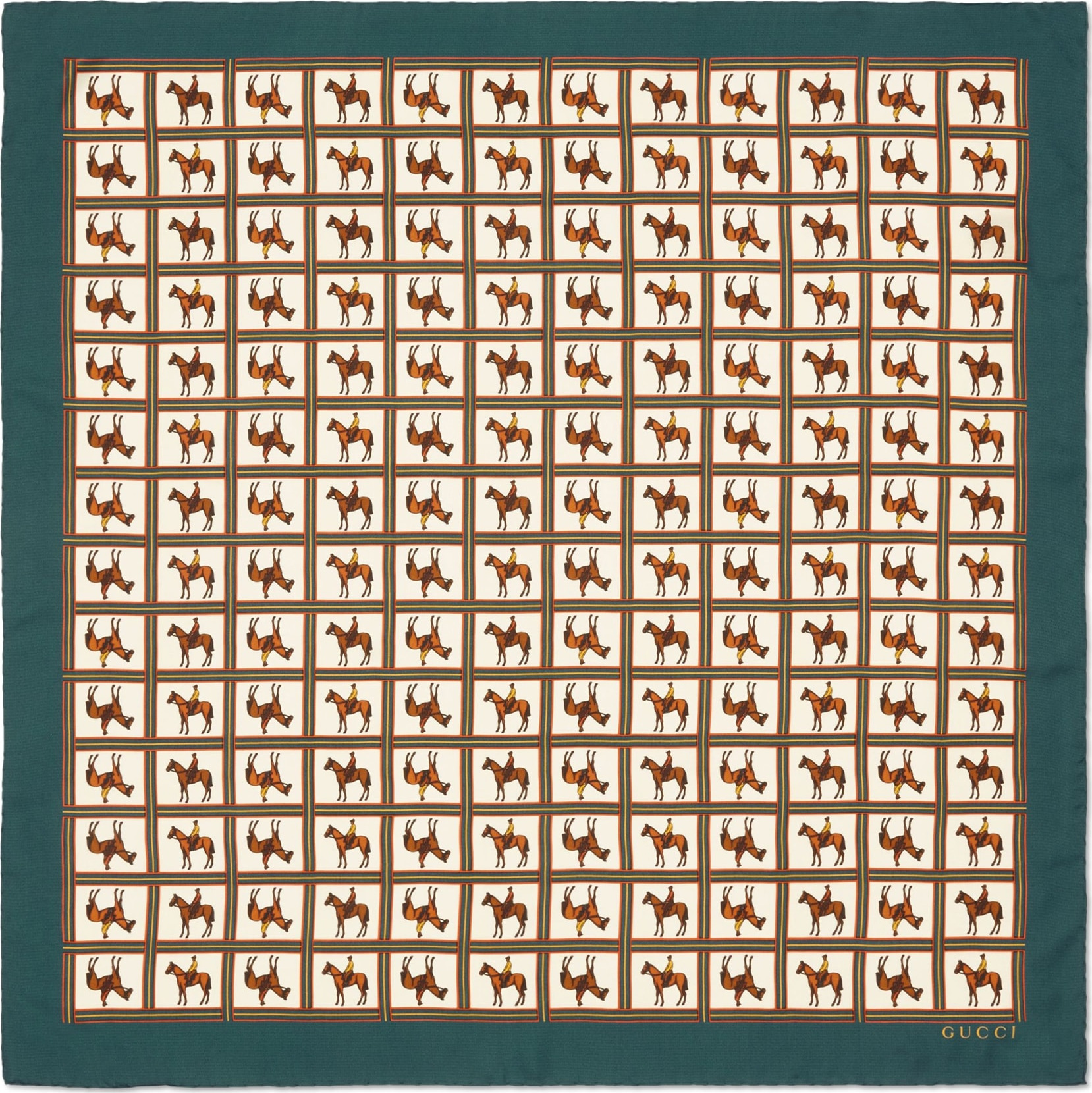 Gucci Horses Square Silk Scarf