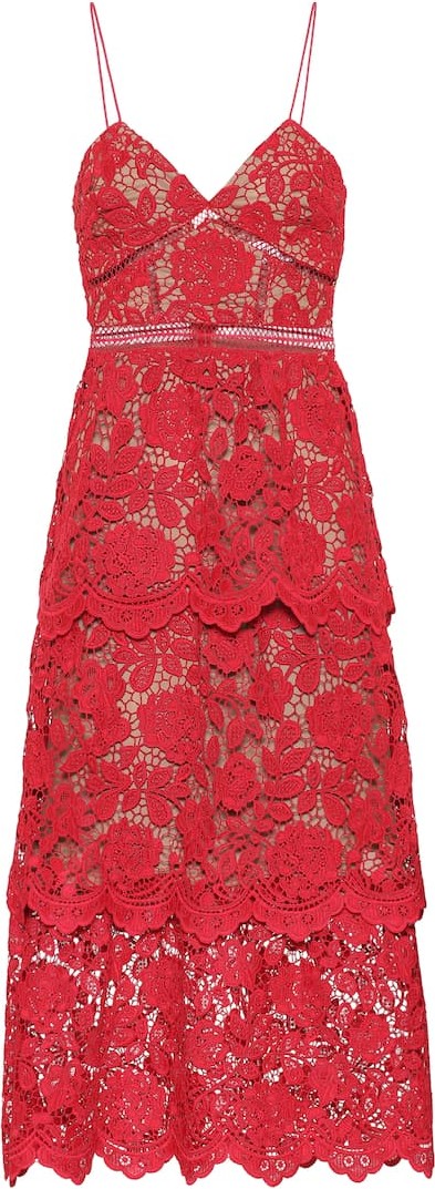 Self Portrait Floral lace midi dress