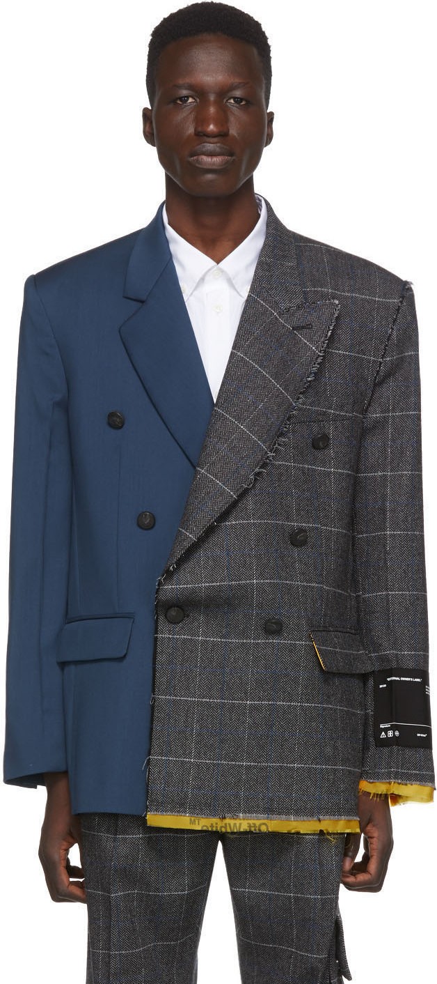 Off White Multicolor Reconstructed Blazer