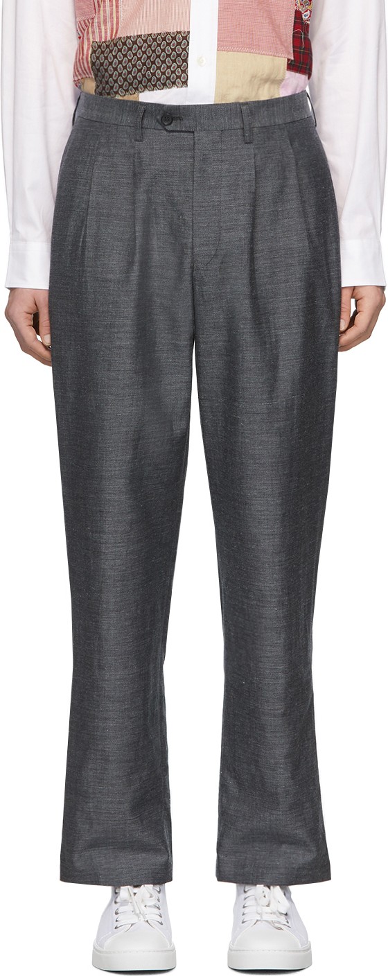 Junya Watanabe Grey Wool Pleated Trousers