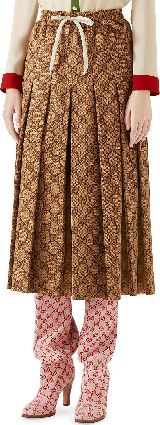 Gucci GG-Print Technical Jersey Pleated Midi Skirt