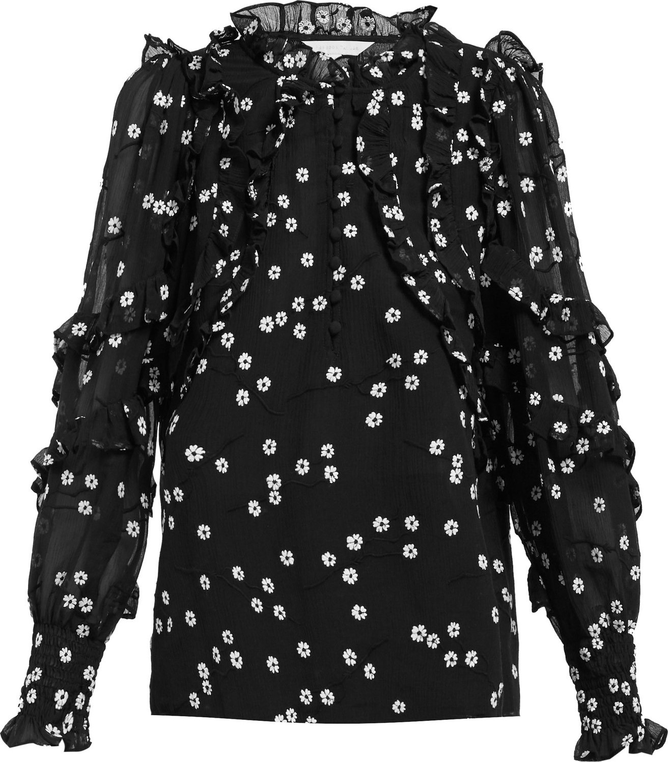 Rebecca Taylor Alessandra floral-embroidered cotton-blend blouse