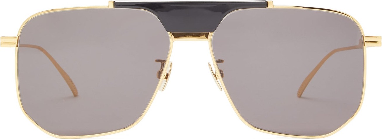 Bottega Veneta Angular aviator metal sunglasses