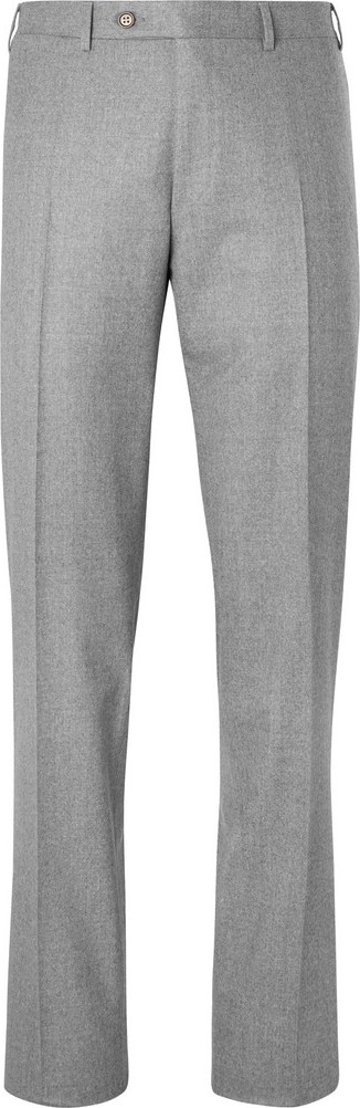 Canali Charcoal Slim-Fit Mélange Super 120s Wool Suit Trousers