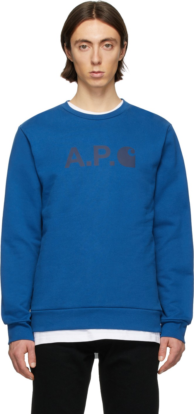 A.P.C. Blue Carhartt WIP Edition Ice H Sweatshirt A.P.C. Blue Carhartt WIP Edition Ice H Sweatshirt