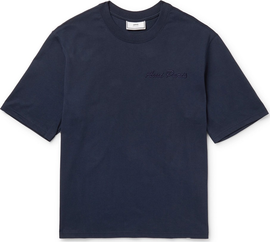 AMI Logo-Embroidered Cotton-Jersey T-shirt