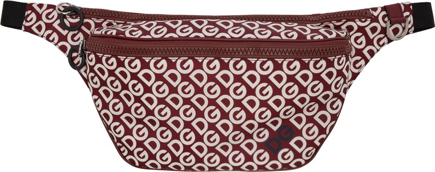 Dolce & Gabbana Burgundy & White DG Logo Belt Bag