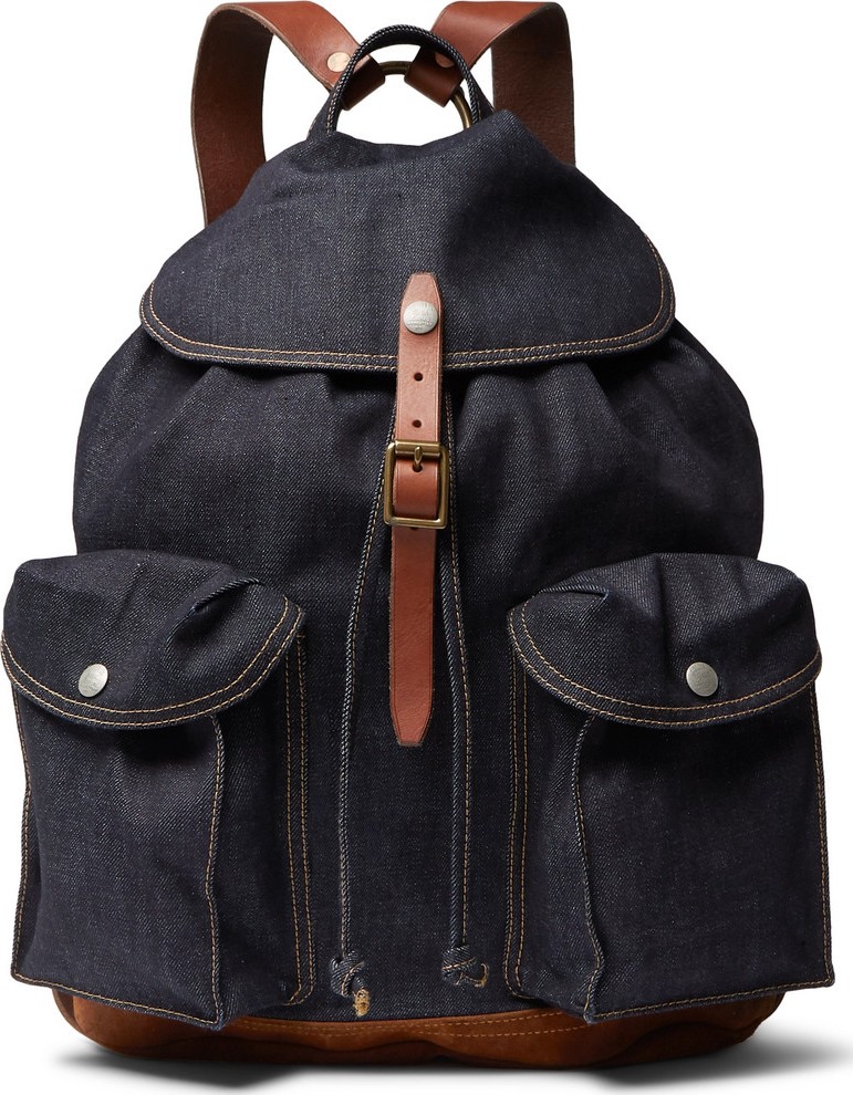 Rrl Riley Leather and Suede-Trimmed Denim Backpack