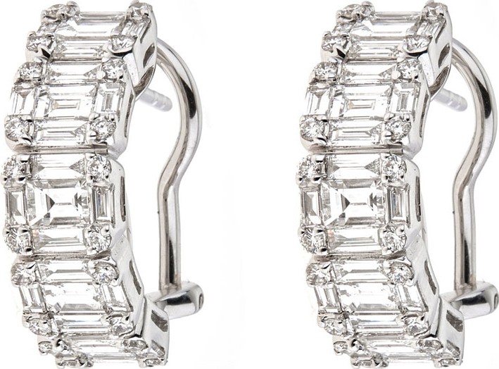 ZYDO Mosaic 18k White Gold Diamond Huggie Earrings