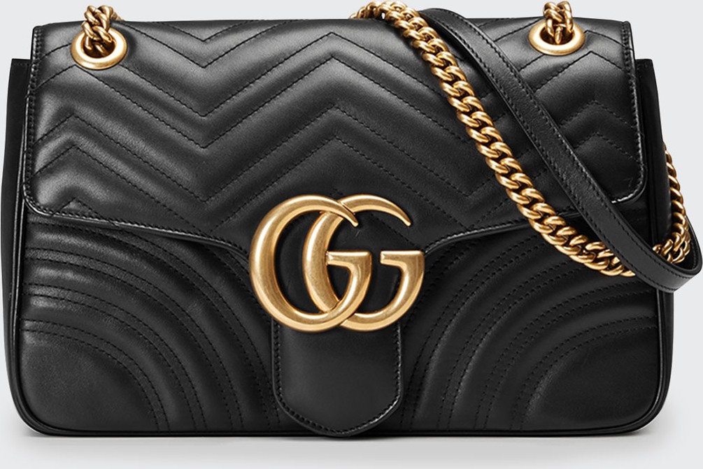 Gucci GG Marmont 2.0 Medium Quilted Shoulder Bag  Black