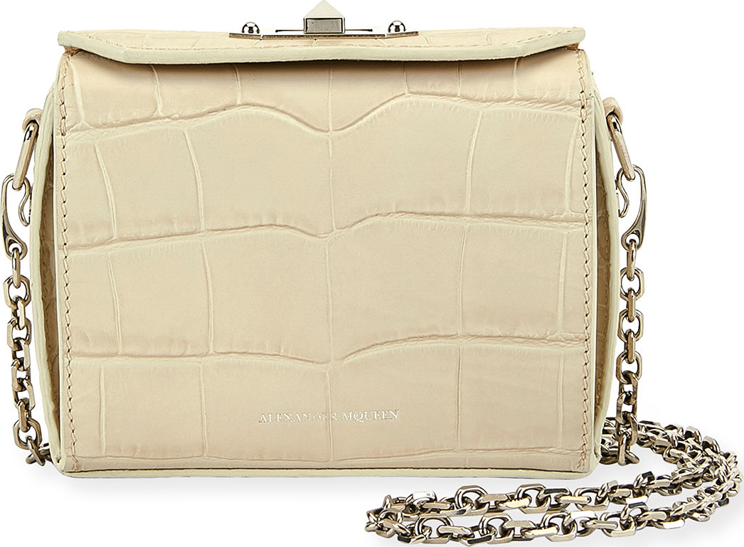 Alexander McQueen Box 19 Crocodile-Embossed Crossbody Bag
