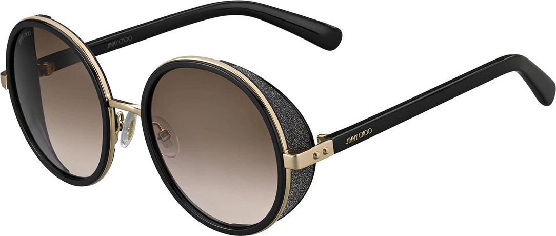 Jimmy Choo Andie Round Glitter-Trim Sunglasses