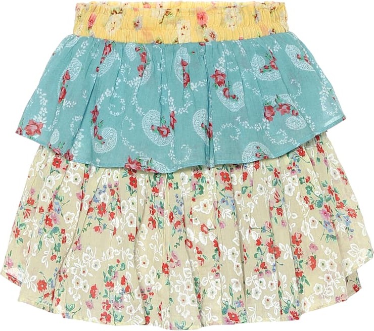 LOVESHACKFANCY Ruffle floral cotton miniskirt
