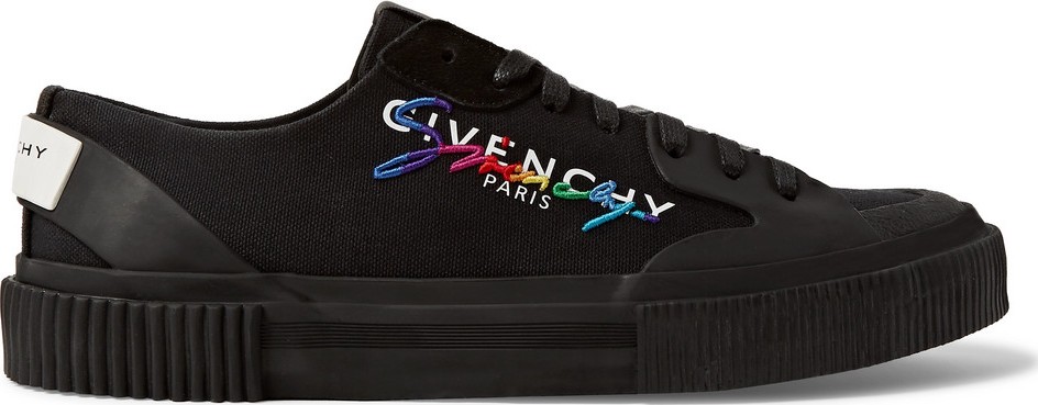 Givenchy Embroidered Logo-Print Rubber and Suede-Trimmed Canvas Sneakers