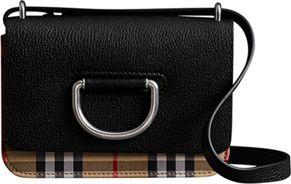Burberry London England Mini D-Ring Check Crossbody Bag