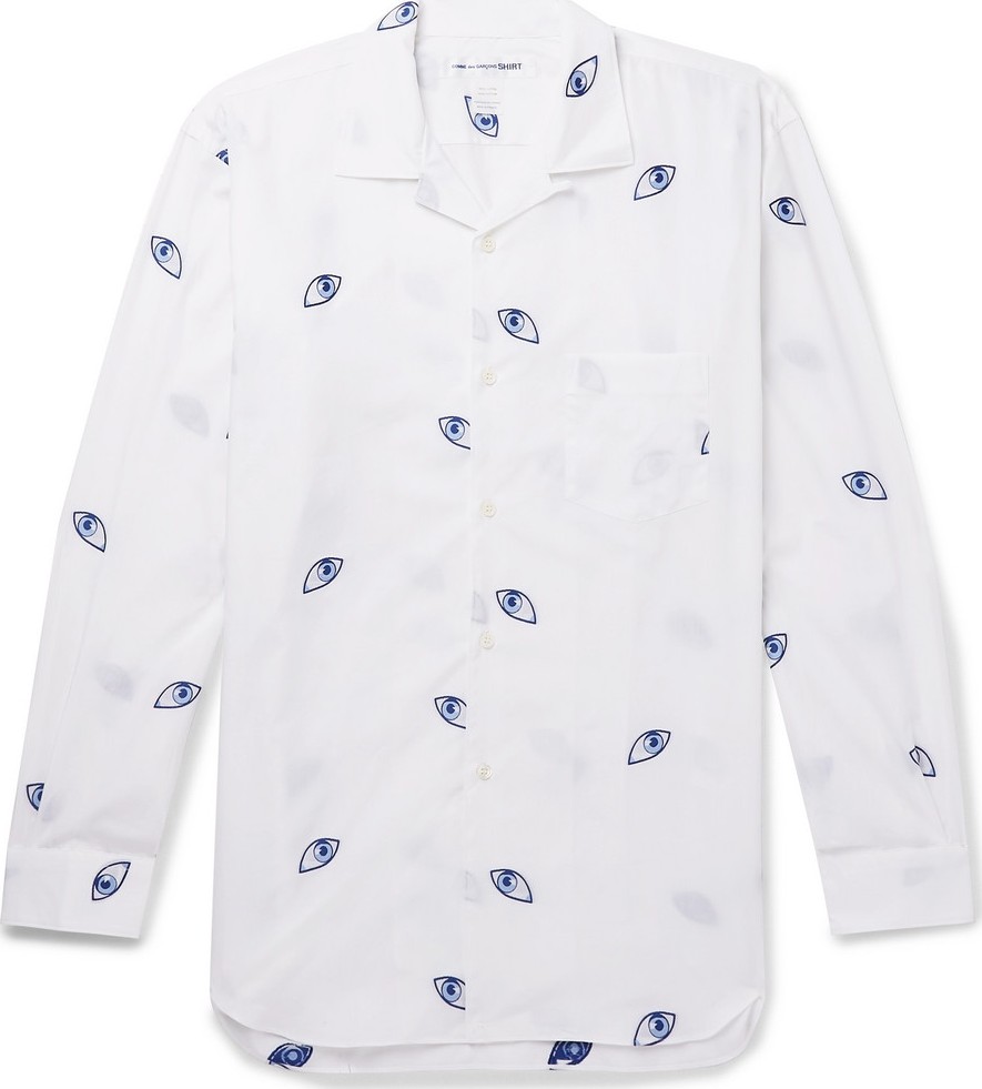 Comme Des Garcons Camp-Collar Printed Cotton-Poplin Shirt