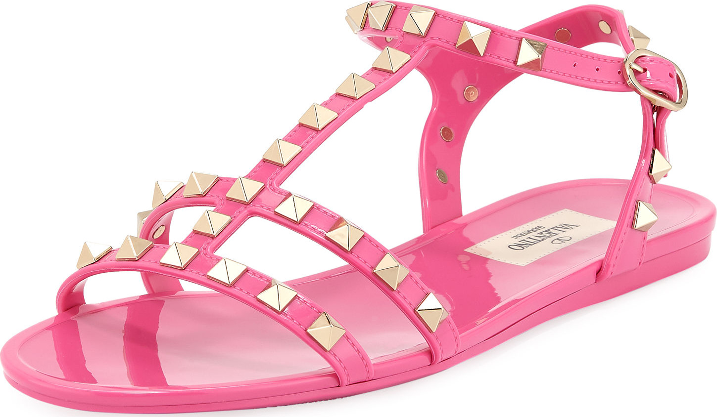Valentino PVC Rockstud Flat Sandals