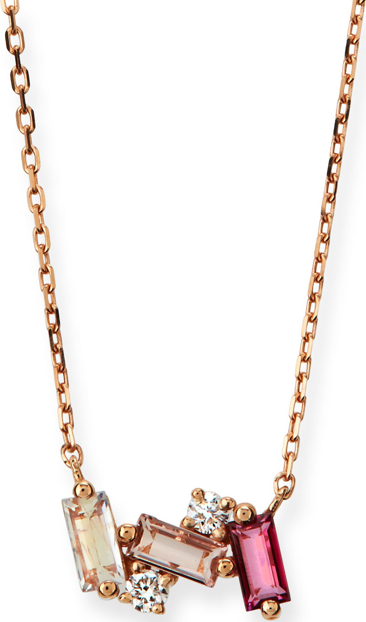 KALAN by Suzanne Kalan 14k Rose Gold Mini Moonstone & Topaz Fireworks Necklace